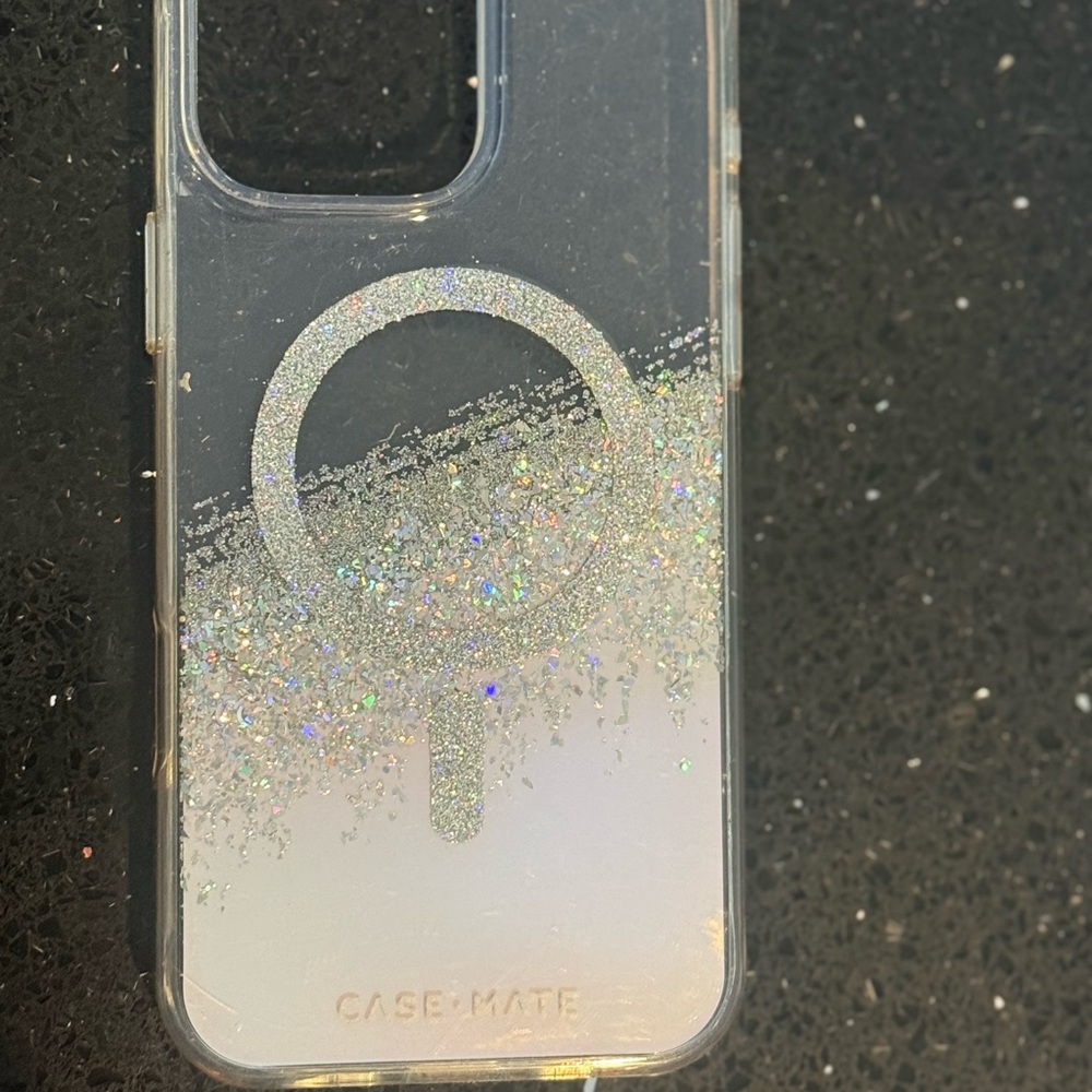 case-mate Clear Glitter Magnetic Ring Phone Case - Silver Holographic